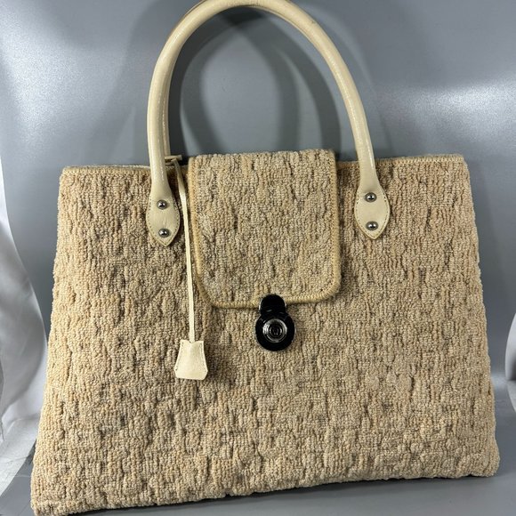 Jerry Terrence Carpet Large Hand Bag/ Shoulder Bag, Beige